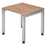 Bureau réglable en hauteur JAVA 8 S avec plateau en noyer et structure argentée de hjh OFFICE PRO