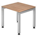 Bureau réglable en hauteur JAVA 8 S avec plateau en noyer et structure argentée de hjh OFFICE PRO