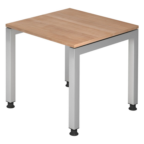 Bureau réglable en hauteur JAVA 8 S avec plateau en noyer et structure argentée de hjh OFFICE PRO