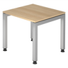 Bureau réglable en hauteur JAVA 8 S avec plateau couleur chêne et structure argentée de hjh OFFICE PRO