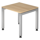 Bureau réglable en hauteur JAVA 8 S avec plateau couleur chêne et structure argentée de hjh OFFICE PRO