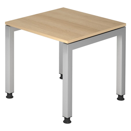 Bureau réglable en hauteur JAVA 8 S avec plateau couleur chêne et structure argentée de hjh OFFICE PRO