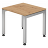 Bureau réglable en hauteur JAVA 8 S avec plateau en chêne rustique et piètement argenté de hjh OFFICE PRO