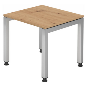 Bureau réglable en hauteur JAVA 8 S avec plateau en chêne rustique et piètement argenté de hjh OFFICE PRO