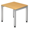 Bureau réglable en hauteur JAVA 8 S avec plateau couleur hêtre et pieds argentés de hjh OFFICE PRO