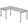 Bureau gris en L JAVA 82 S avec pieds argentés et passe-câbles de hjh OFFICE PRO