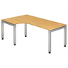 Bureau en L JAVA 82 S aspect hêtre avec pieds en métal argenté de hjh OFFICE PRO