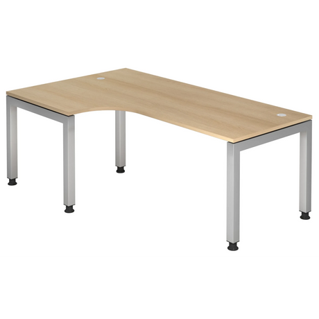 Bureau en L JAVA 82 S effet chêne avec pieds en métal argenté de hjh OFFICE PRO