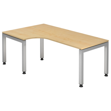 Bureau en L JAVA 82 S aspect érable avec pieds en métal argenté de hjh OFFICE PRO