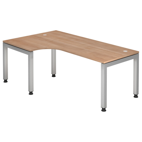 Bureau en L JAVA 82 S aspect noyer avec structure argentée de hjh OFFICE PRO
