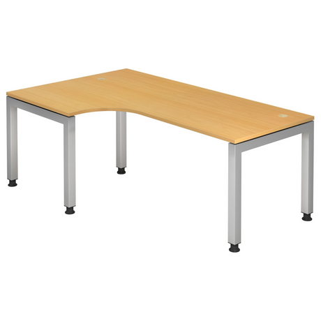 Bureau en L JAVA 82 S aspect hêtre avec pieds en métal argenté de hjh OFFICE PRO