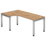 Bureau réglable en hauteur JAVA 82 S en chêne rustique avec plateau en L et cadre argenté de hjh OFFICE PRO