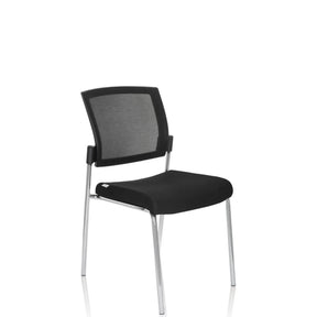 Chaise à quatre pieds K9 V noire avec dossier en maille et structure métallique brillante de hjh OFFICE