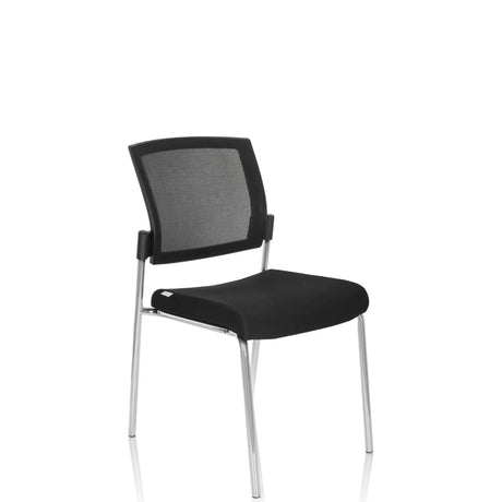 Chaise à quatre pieds K9 V noire avec dossier en maille et structure métallique brillante de hjh OFFICE