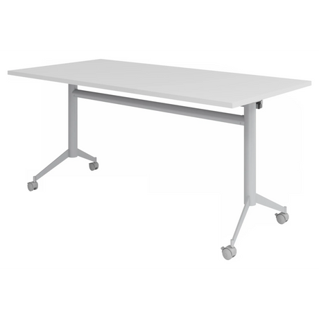 Table de conférence grise KALA 16 sous forme de table pliante mobile avec piètement argenté de hjh OFFICE PRO