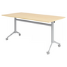 Table de conférence KALA 16 avec plateau en bois d'érable clair, structure argentée et quatre roulettes de hjh OFFICE PRO
