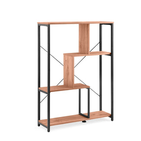 Étagère Kalag Eco avec montants en métal noir et tablettes aspect chêne de hjh LIVING
