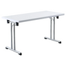 Système de tables conférence KALOS 14 avec plateau blanc et pieds en métal brillants de hjh OFFICE PRO