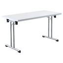 Système de tables conférence KALOS 14 avec plateau blanc et pieds en métal brillants de hjh OFFICE PRO