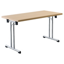 Système de tables conférence KALOS 14 en hêtre avec piètement chromé en T de hjh OFFICE PRO