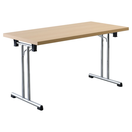 Système de tables conférence KALOS 14 en hêtre avec piètement chromé en T de hjh OFFICE PRO