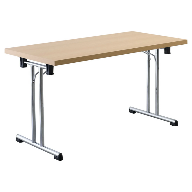 Système de tables conférence KALOS 14 en hêtre avec piètement chromé en T de hjh OFFICE PRO