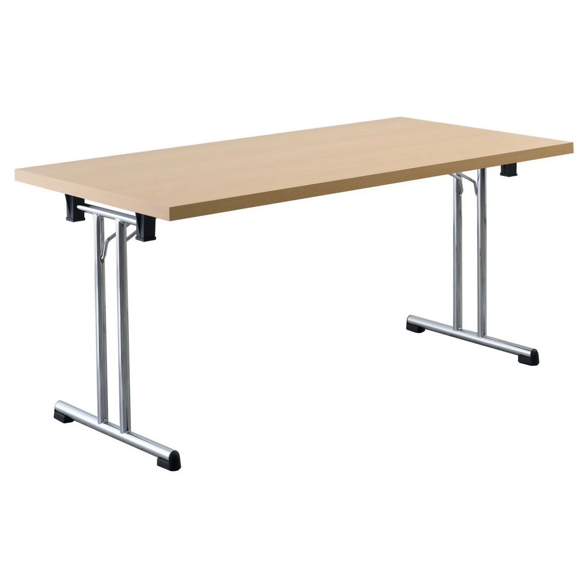 Table de conférence KALOS 16 effet hêtre avec pieds en métal argenté de hjh OFFICE PRO