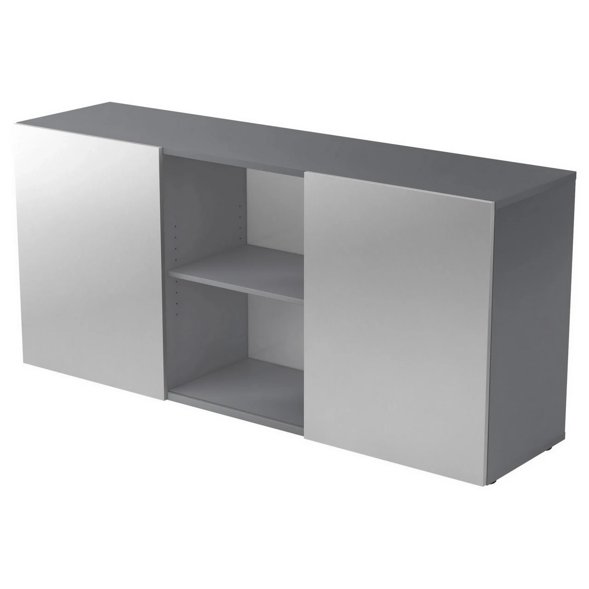 Buffet KAPA 1780 en graphite et argent avec portes coulissantes et niche ouverte de hjh OFFICE PRO