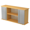 Buffet KAPA SB effet hêtre avec portes en métal argenté et deux niches ouvertes de hjh OFFICE PRO