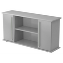 Buffet gris KAPA SB avec deux portes, poignées chromées et niche ouverte de hjh OFFICE PRO