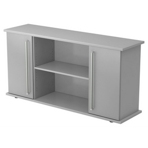 Buffet gris KAPA SB avec deux portes, poignées chromées et niche ouverte de hjh OFFICE PRO