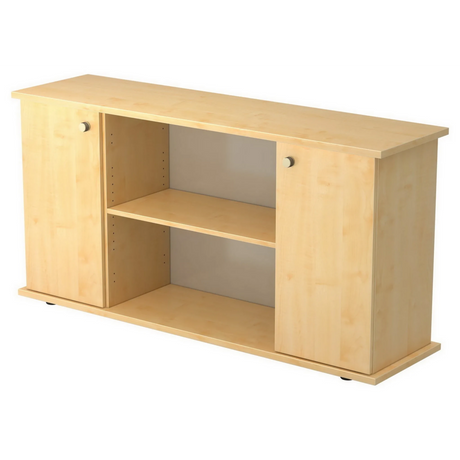 Buffet KAPA SB aspect érable avec deux portes, boutons et une niche ouverte de hjh OFFICE PRO