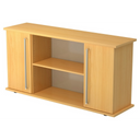 Buffet KAPA SB effet hêtre avec deux portes, poignées chromées et une étagère ouverte de hjh OFFICE PRO