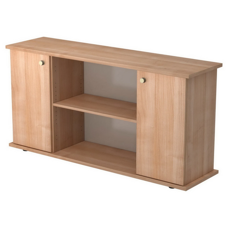 Buffet KAPA SB en bois de noyer clair avec deux portes, des boutons et une étagère ouverte de hjh OFFICE PRO