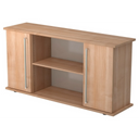 Buffet KAPA SB aspect noyer avec deux portes, poignées chromées et étagères ouvertes de hjh OFFICE PRO