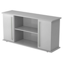 Buffet gris KAPA SB avec deux portes, poignées chromées et niche ouverte de hjh OFFICE PRO