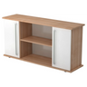 Buffet KAPA SB aspect noyer et blanc avec deux portes, niches ouvertes et poignées chromées de hjh OFFICE PRO