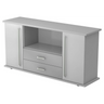 Buffet gris KAPA SB avec deux portes, deux tiroirs et poignées chromées de hjh OFFICE PRO