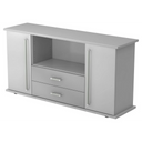 Buffet gris KAPA SB avec deux portes, deux tiroirs et poignées chromées de hjh OFFICE PRO