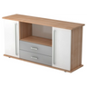 Buffet KAPA SB aspect noyer et blanc avec deux tiroirs et poignées chromées de hjh OFFICE PRO