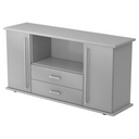 Buffet gris KAPA SB avec deux portes, deux tiroirs et poignées argentées de hjh OFFICE PRO