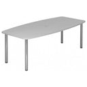 Table de conférence grise KARAT 22 C avec pieds en chrome brillant de hjh OFFICE PRO