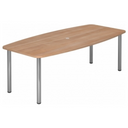 Table de conférence KARAT 22 C aspect noyer avec quatre pieds ronds en chrome de hjh OFFICE PRO