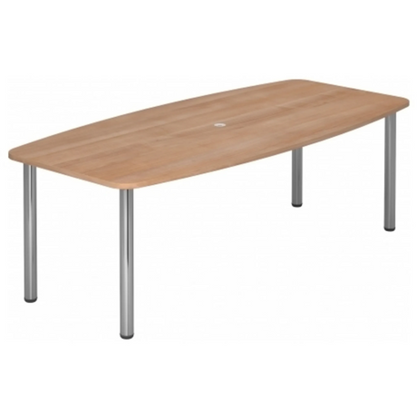 Table de conférence KARAT 22 C aspect noyer avec quatre pieds ronds en chrome de hjh OFFICE PRO