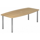Table de conférence KARAT 22 C effet chêne avec quatre pieds ronds chromés de hjh OFFICE PRO