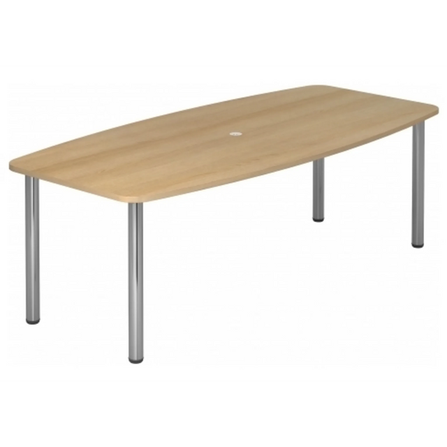 Table de conférence KARAT 22 C effet chêne avec quatre pieds ronds chromés de hjh OFFICE PRO