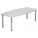 Table de conférence blanche KARAT 22 C avec plateau ovale et pieds chromés brillants de hjh OFFICE PRO