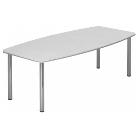 Table de conférence blanche KARAT 22 C avec plateau ovale et pieds chromés brillants de hjh OFFICE PRO