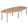 Table de conférence KARAT 28 C aspect noyer avec plateau ovale et quatre pieds chromés de hjh OFFICE PRO