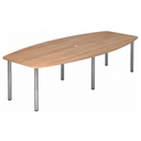 Table de conférence KARAT 28 C aspect noyer avec plateau ovale et quatre pieds chromés de hjh OFFICE PRO